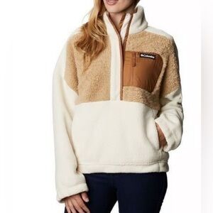 Columbia Lodge Sherpa Pullover Fleece Jacket Chalk Beach Size L